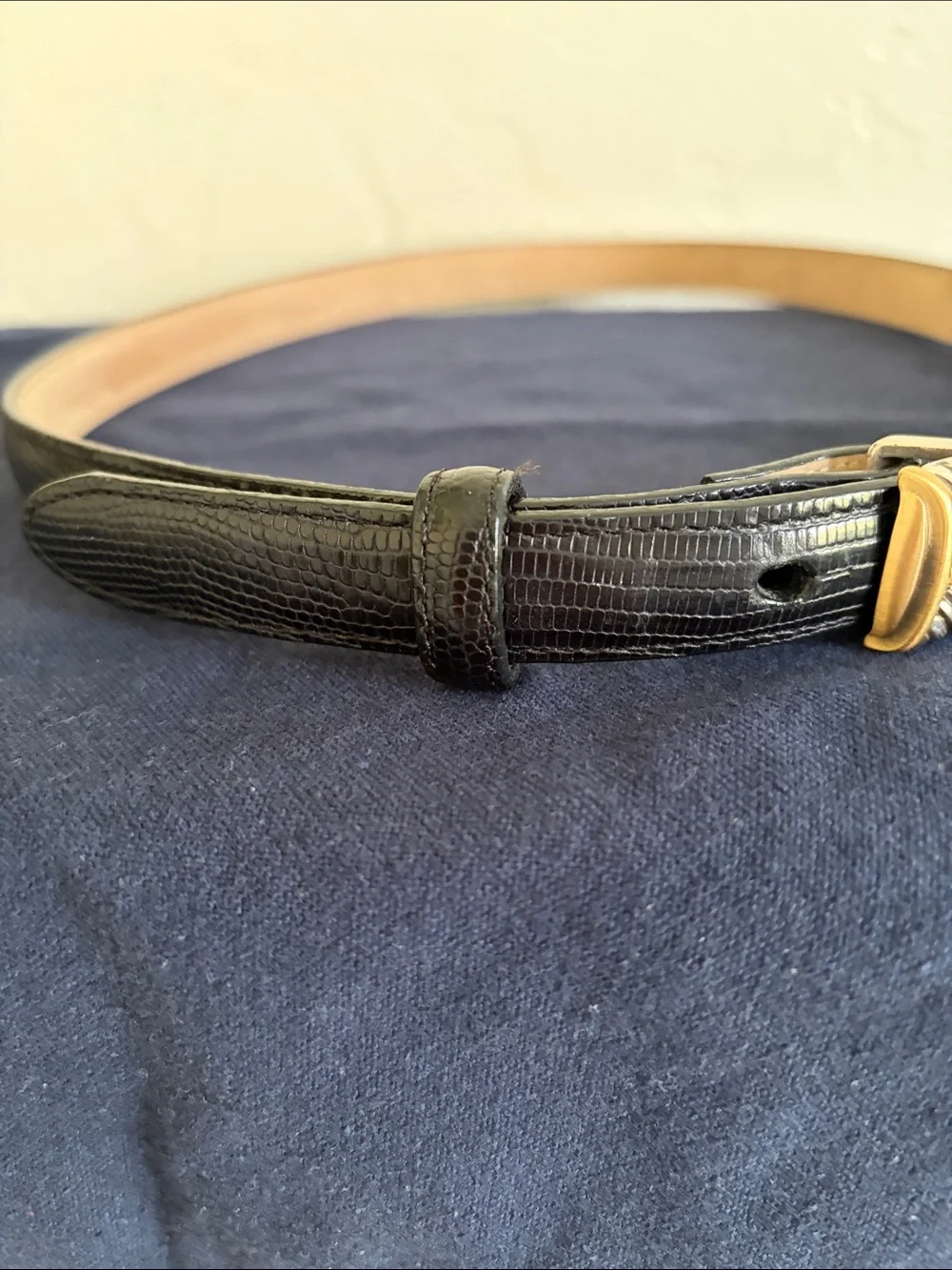 Brighton Women’s Black Leather Belt with Gold & Silver Rope-Detail Buckle